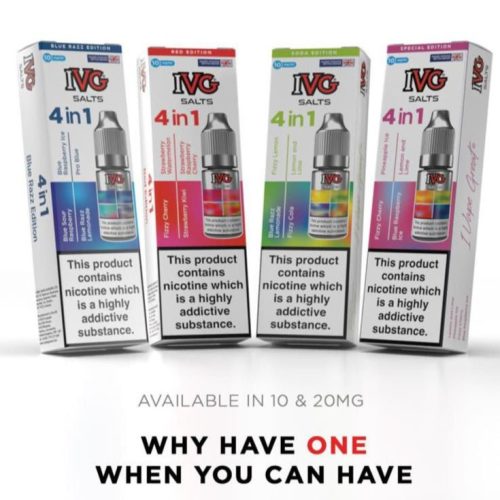 4 in 1 IVG Nic Salt 10ml E-liquids Pack of 10 | 4 Flavours - Vapour VapeIvg